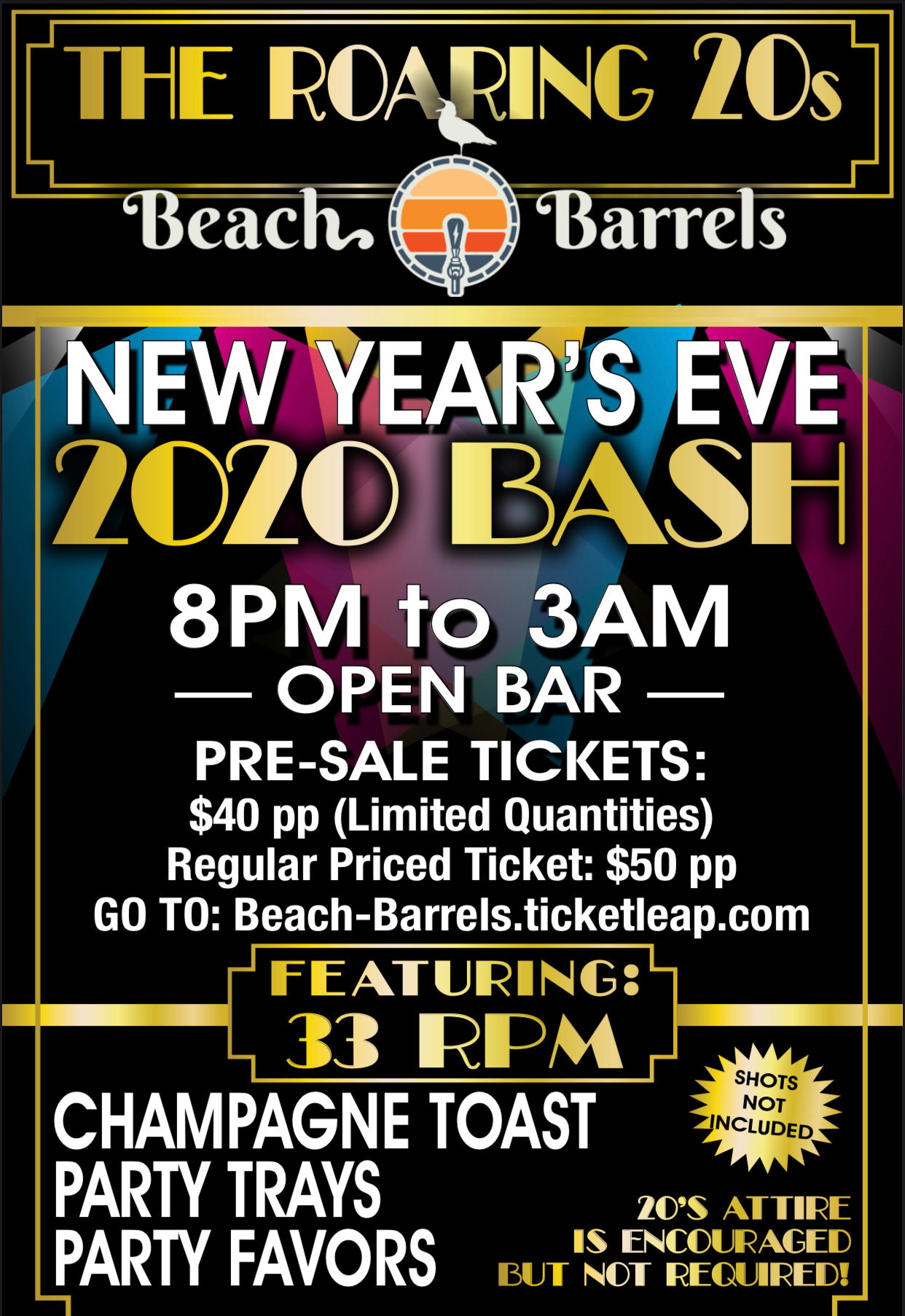 NYE Party W/ 33RPM Sports Bar, Live Bands Ocean City MD